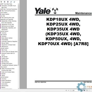 Yale Forklift A7R8 (KDP35UX 4WD, KDP50UX 4WD, KDP70UX 4WD) Service Manual