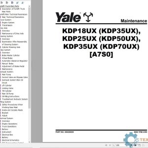 Yale Forklift A7S0 (KDP35UX, KDP50UX, KDP70UX) Service Manual