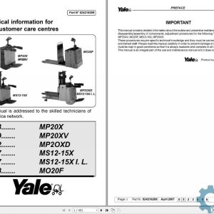 Yale Forklift A979 (MP20XV) Service Manual