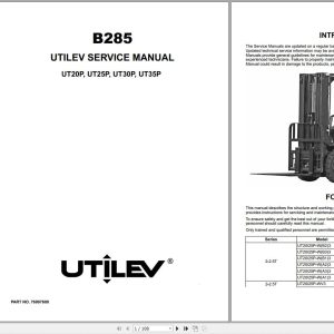 Yale Forklift B285 (UT20P, UT25P, UT30P, UT35P) Service Manual