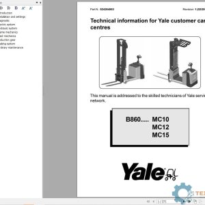 Yale Forklift B860 (MC10 - MC12 - MC15) Service Manual