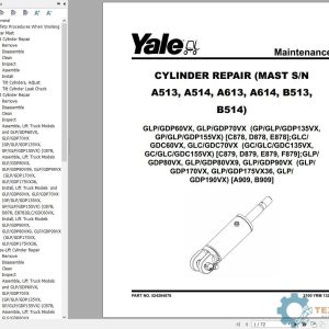 Yale Forklift B909 (GLPGDP80VX to GLPGDP90VX Europe) Service Manual
