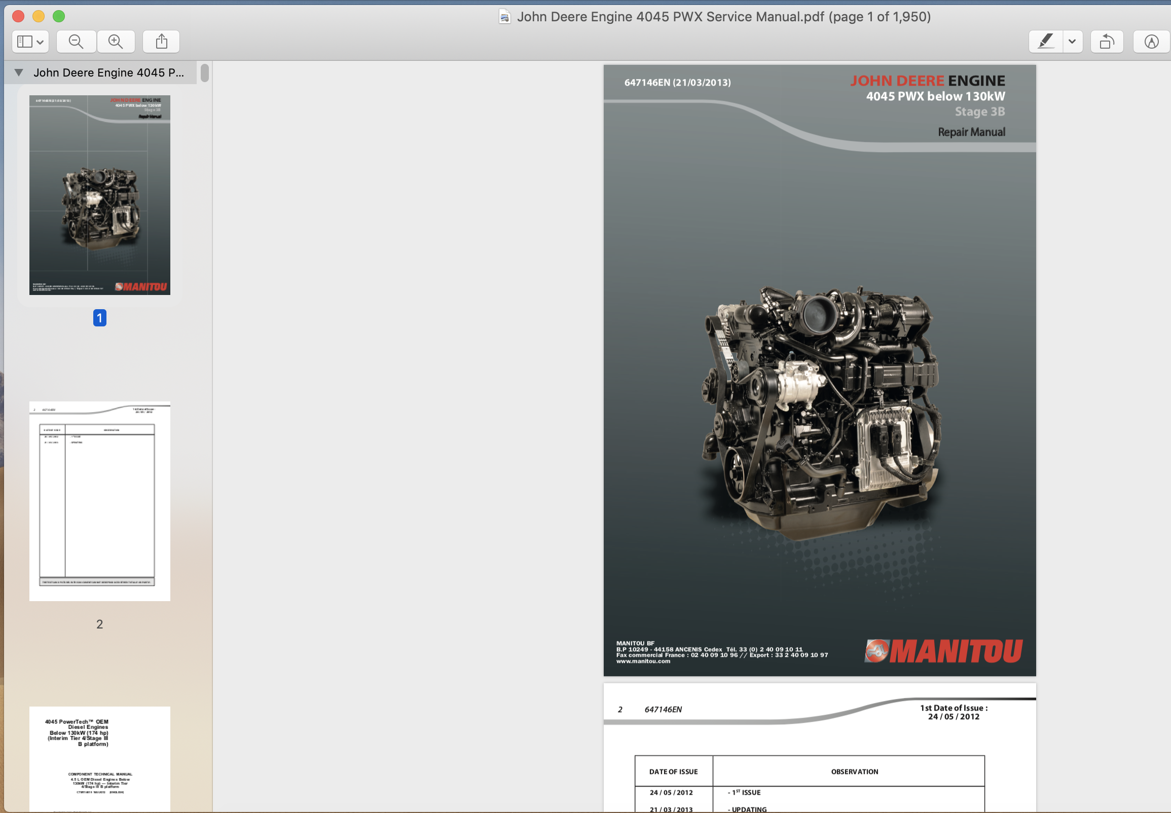 John Deere Engine 4045 PWX Service Manual