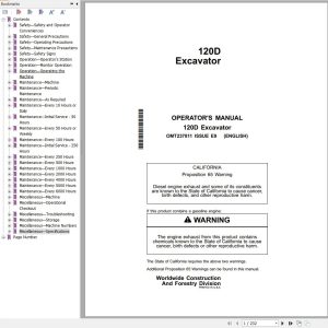 John Deere 120D Crawler Excavator Operator Manual OMT237811