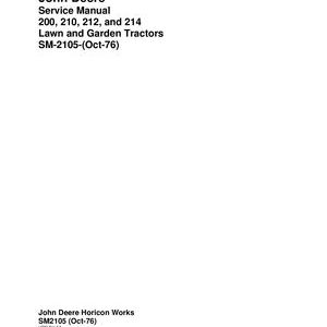 John Deere 200,210,212 and 214 Service Manual