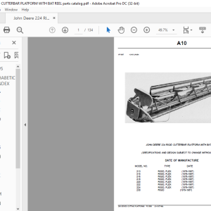 John Deere 224 RIGID CUTTERBAR PLATFORM Parts Catalog