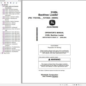John Deere 310SL Backhoe Loader Operator Manual OMT357555X19