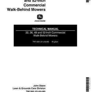 John Deere 32 36 48 52-inch Commercial Walk-Behind Mower Technical Manual TM1305