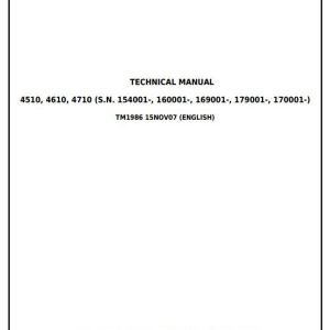 John Deere 4510 4610 4710 Compact Utility Tractors Diagnostic and Repair Technical Manual TM1986
