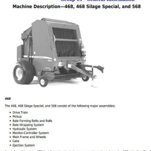 John Deere 468 468 568 Silage Special Round Balers Repair Technical Manual TM1035