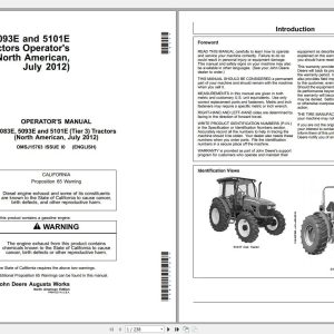 John Deere 5083E 5093E 5101E TIER 3 TRACTOR OPERATORS MANUAL OMSJ15763
