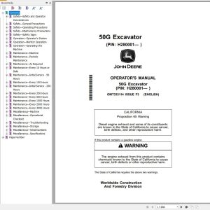 John Deere 50G Compact Excavator Operator Manual OMT333114