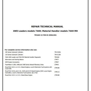 John Deere 744H 4WD, 744H MH Repair Technical Manual TM1603