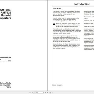 John Deere All Material Transporters AMT600 AMT622 AMT626 Technical Manual TM1363