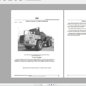 John Deere Articulated Dump Truck 250D 300D Parts Manual T189850A