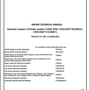 John Deere Bachkhoe Loader 315SK (T3S3A) Repair Technical Manual