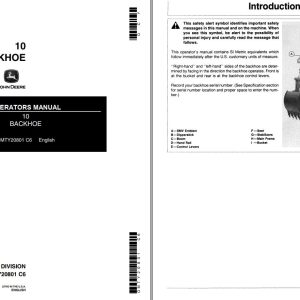 John Deere Backhoe 10 Operator Manual