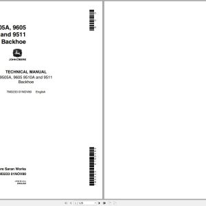 John Deere Backhoe 9505A 9605 9510A 9511 Technical Manual TM3233