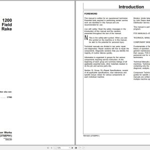 John Deere Bunker & Field Rake 1200 Technical Manual TM1525