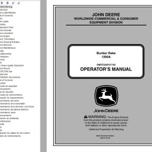 John Deere Bunker Rake 1200A Operator's Manual EN ES