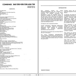 John Deere Combine 360 330 430 530 630 730 Technical Manual TM4222