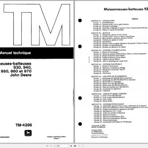John Deere Combine Harvester 930 940 950 960 970 Technical Manual TM4295