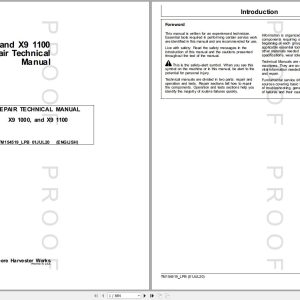 John Deere Combine X9 1000 & X9 1100 Technical Manual TM154519