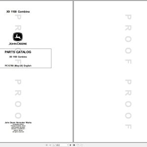 John Deere Combine X9 1100 Parts Catalog PC13709 05.2020