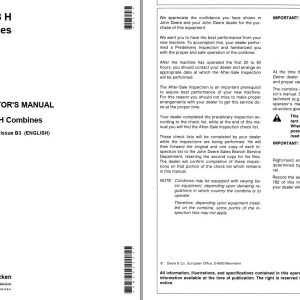 John Deere Combines 1068H Operator's Manual