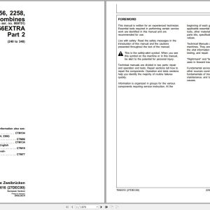 John Deere Combines 2254 2256 2258 2264 2266 Technical Manual TM4616