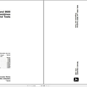 John Deere Combines 9400 9500 9600 Technical Manual TM1402