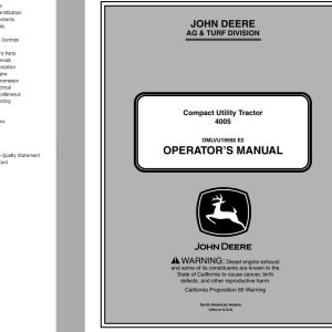 John Deere Compact Utility Tractor 4005 Operator's Manual