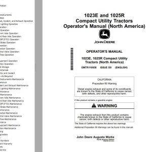 John Deere Compact Utility Tractors 1023E 1025R Operator's Manual