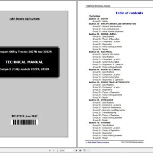 John Deere Compact Utility Tractors 2027R & 2032R Technical Service Manual_TM127119