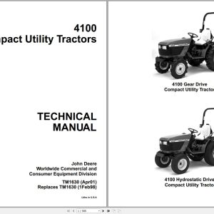 John Deere Compact Utility Tractors 4100 Technical Manual TM1630 04.2001
