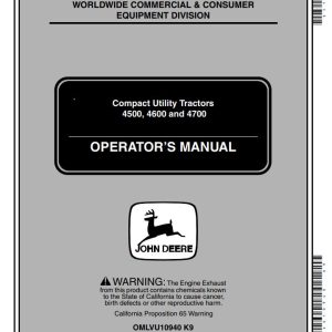 John Deere Compact Utility Tractors 4500 4600 4700 Operator's Manual