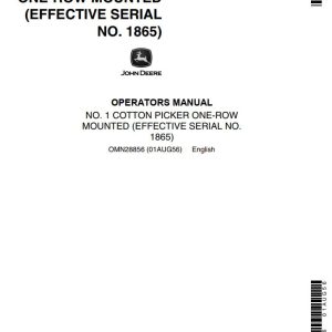 John Deere Cotton Picker One-Row Mounted No.1 Operators Manual
