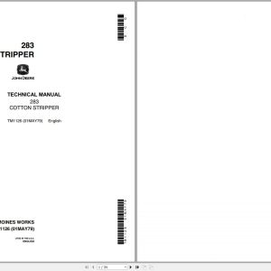 John Deere Cotton Stripper 283 Technical Manual TM1126