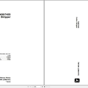 John Deere Cotton Stripper 7450 7455 Technical Manual TM1586