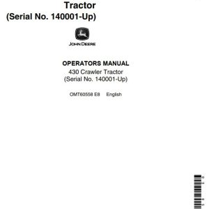 John Deere Crawler Tractor 430 Operators Manual