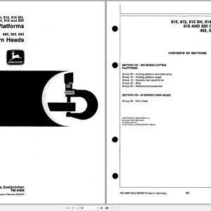 John Deere Cutting Platforms Corn Heads 810SH - 820 483 583 683 Technical Manual TM4468