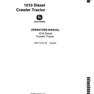 John Deere Diesel Crawler Tractor 1010 Operators Manual