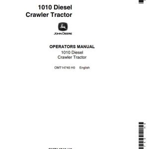 John Deere Diesel Crawler Tractor 110 Operators Manual