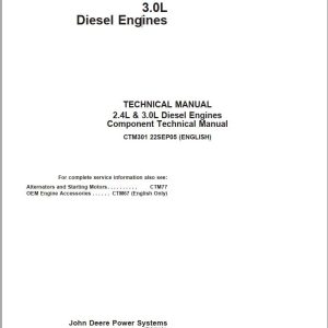 John Deere Diesel Engines PowerTech 2.4L 3.0L Technical Manual
