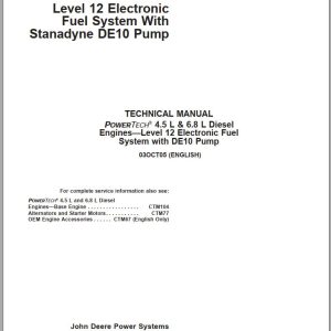 John Deere Diesel Engines PowerTech 4.5L 6.8L Level 12 Electronic Fuel System Technical Manual
