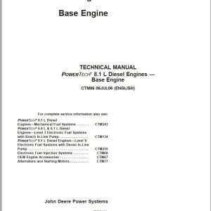 John Deere Diesel Engines PowerTech 8.1L Base Engine Technical Manual