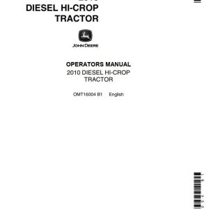 John Deere Diesel Hi-Crop Tractor 2010 Operators Manual