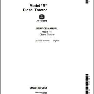 John Deere Diesel Tractor Model R Service Manual SM2005