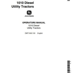 John Deere Diesel Utility Tractor 1010 Operators Manual