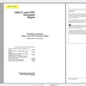 John Deere Excavators 330CLC 370C Technical Manual TM1927 05DEC01 EN
